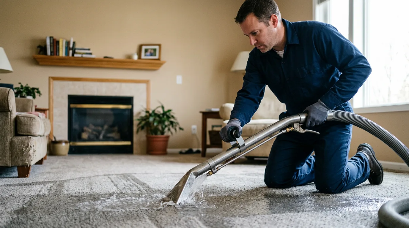 Water damage restoration technician working near Cheswold, DE